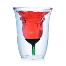 1 Stuk 180 ml Rose Dubbelwandige Glazen Cup Bloem Vormige Rose Glas Cup Drinken Mok