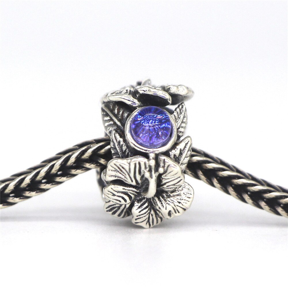 Mistel 925 Sterling Silber Hibiskus Stopper Abstandshalter Charme Korn passen Troll 3,0mm Armbinde Schmuck