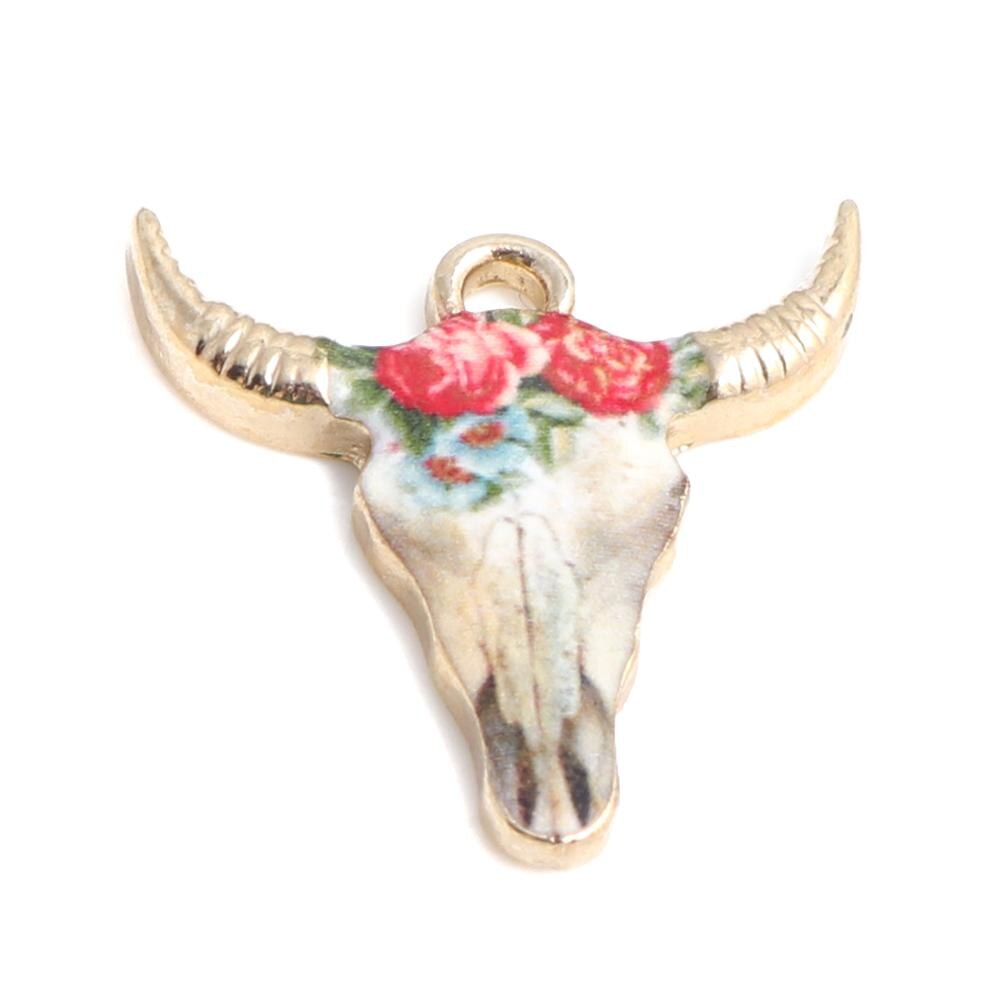 résultats faits à la main en alliage de Zinc pendentif à breloques vache Animal plaqué or émail noir et blanc pour bijoux bricolage, 10 pièces: 11