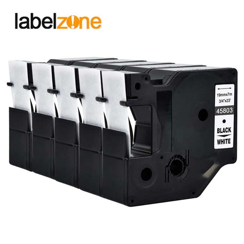 5 stuks 45803 compatibele dymo  d1 19mm etikettenprinters zwart op wit 3/4 & #39 ;& #39 ; w  x 23 & #39 ; l  (19mm*7m) s0720830 voor dymo etikettenmakers