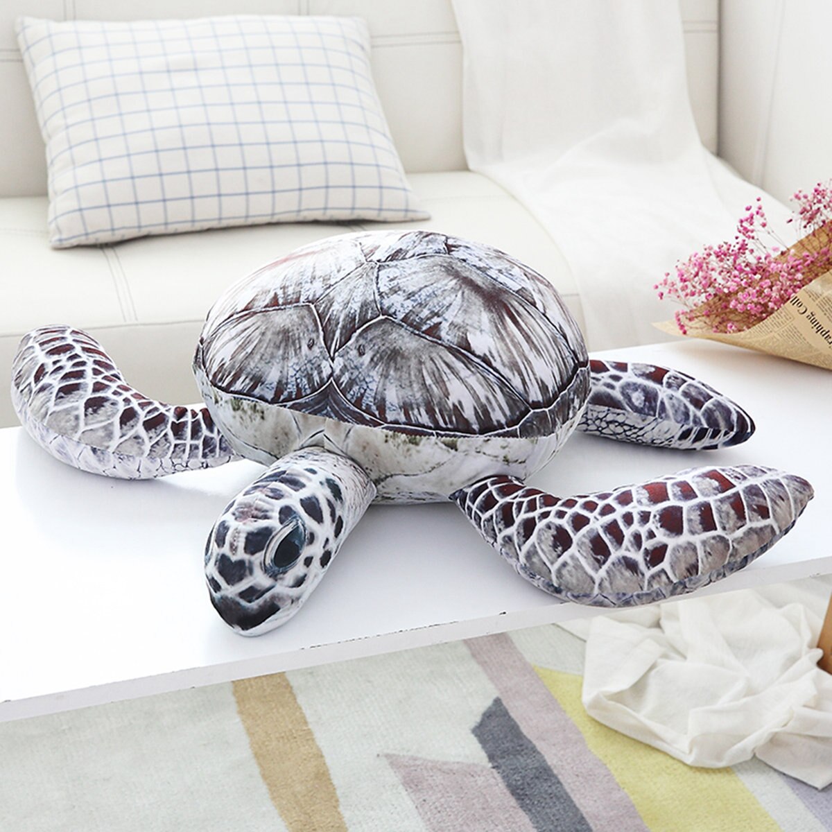 Peluche tortue douce, animaux en peluche, adorables poupées océaniques, coussin pour enfants, oreiller en peluche mignon de dessin animé: 70cm / Gris