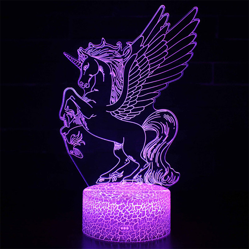 Linson 3D eenhoorn Led Licht eenhoorn Dier Lamp Led Nachtlampje USB Bureau Tafellamp Luminaria Home Decoratie Kinderen Speelgoed: 5 / Only with acrylic