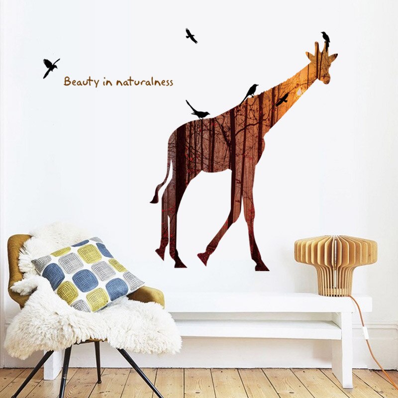 Giraffe Muurtattoo Animal Stickers Thuis Art Decoratie Kamer Nursery Waterdichte Muursticker Badkamer Raam Posters: PC92001-3