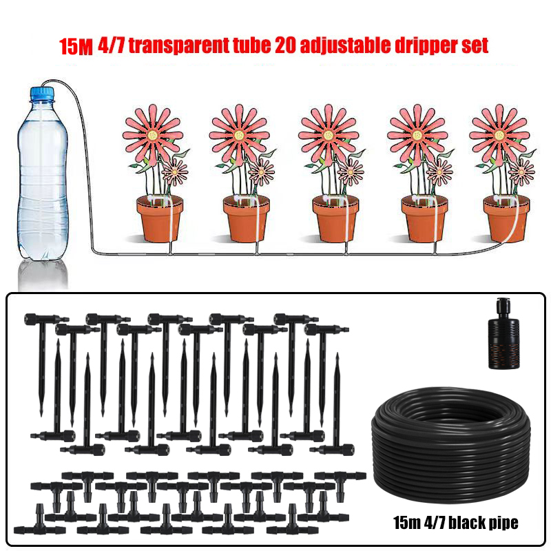 Garten Schwarz Einstellbare ventil Tropf Bewässerung Kit Topfpflanze Bewässerung Gerät 4/7mm Schlauch Bewässerung Sparen MicroDripper Gewächshaus: Licht Grau