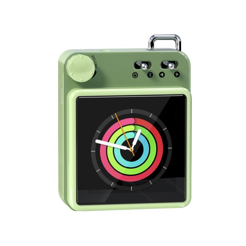 MP3 Spieler Bluetooth 5,0 Subwoofer Musik Lautsprecher berühren Schlüssel Gebaut-in 8GB HiFi Metall Mini Tragbare Walkman Unterstützung Alarm Uhr: Grün