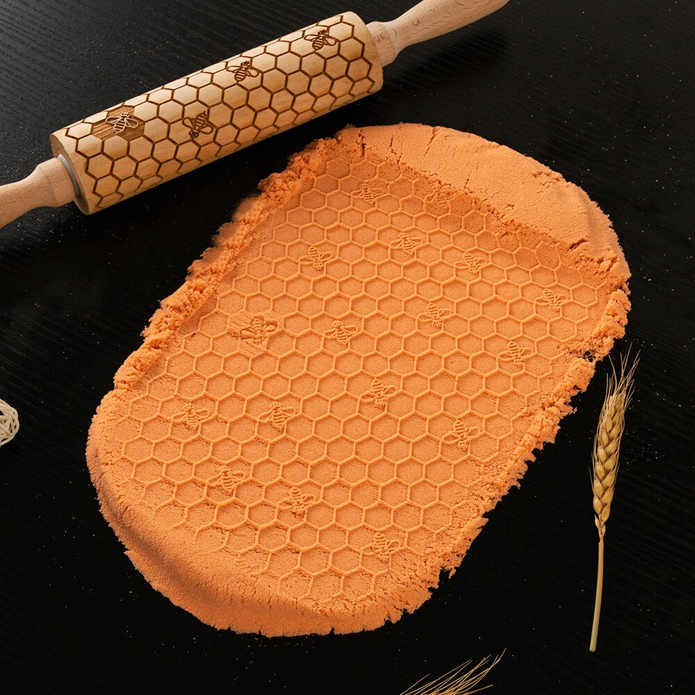 3D Christmas Rolling Pin Wooden 29 Patterns Embossed Imprinted Patterned Cookie Made Roll Pin Bakery Baking Pastry Tools