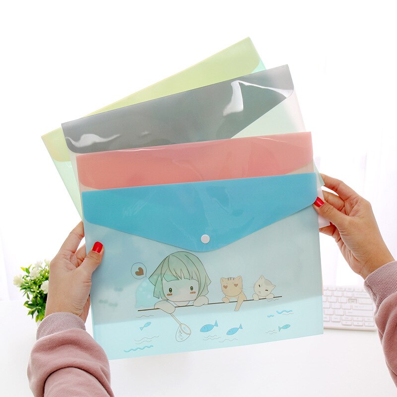 10pcs/lot File Folder Cute cartoon animals A4 file folders translucent document bag for business and school Office Supplies