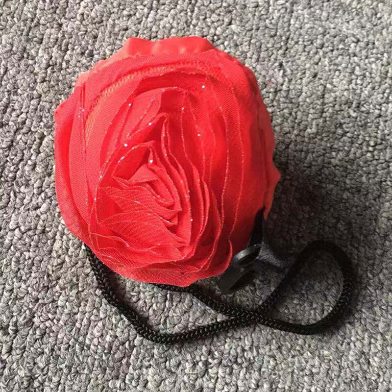 Bolsa de compras plegable, bolsa de hombro de tela Oxford con flores rosas, bolsas de supermercado portátiles ecológicas, bolsa reutilizable para mujeres 1 unidad: Rojo