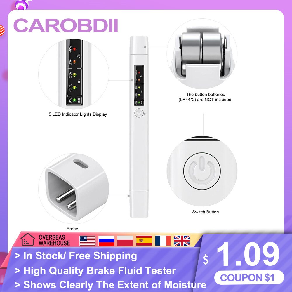 2022 Car Brake Fluid Tester For Auto Liquid Testing Oil tester 5 LED Accurate Brake Fluid Tester Pen For all Cars