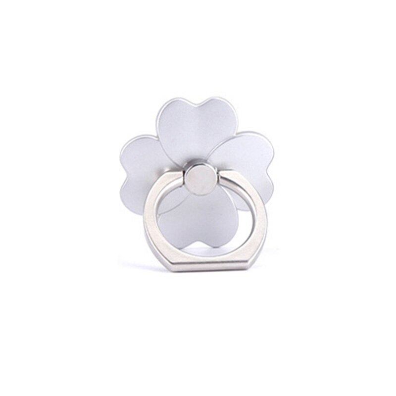 Finger Ring Mobile Phone Smartphone Stand Holder For iPhone XS Huawei Samsung cell Smart Round Phone Ring holder Car Mount Stand: silver Four Clover