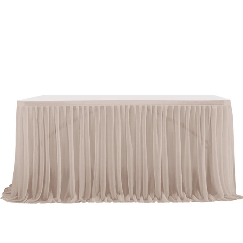 White Tulle Table Skirt Rectangle/Round Tables Ruffle Semi Sheer Tablecloths for Wedding Bridal Shower Birthday Party Decoration