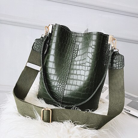 DIDA BEER Krokodil Crossbody Tas Voor Vrouwen Schoudertas Vrouwen Tassen Luxe PU Lederen Tas Emmer Tas Handtas: green