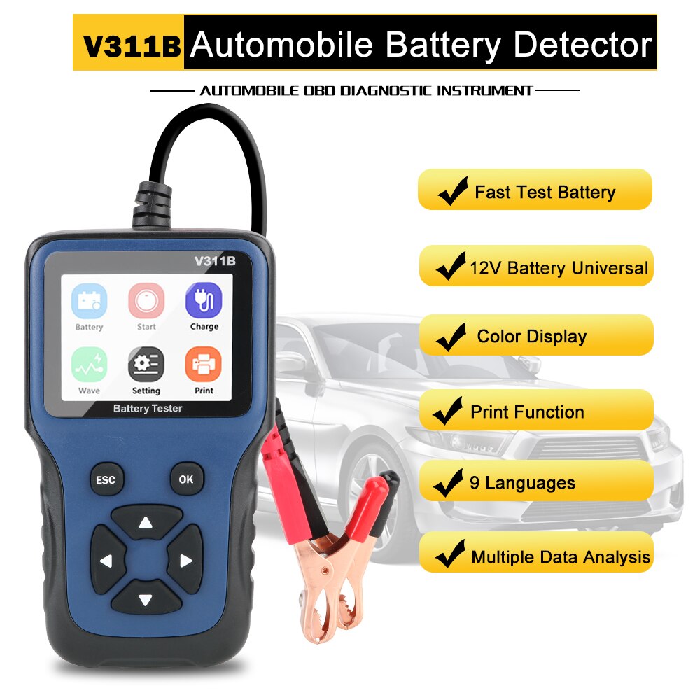 12v carro carregador de bateria tester analyzer ferramentas automotivo v311b carregamento do carro circuito carga tester bateria teste 12v ferramenta de diagnóstico