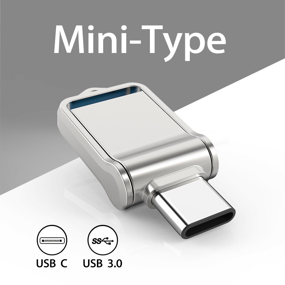 Topesel 32gb 64gb 128gb type c ultra dual mini usb 3.0 flash-drev memory stick u disk thumb drive: 32gb / Sølv