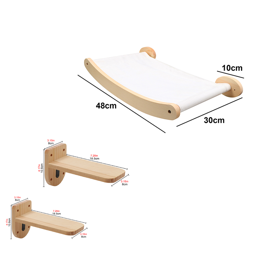 Hamac mural pour chat, meubles pour animaux de compagnie, ensemble d'étagères murales pour chaton, perche pour chat, poste d'escalade à gratter en bois, jouet pour maison d'arbre pour chat: WHITE