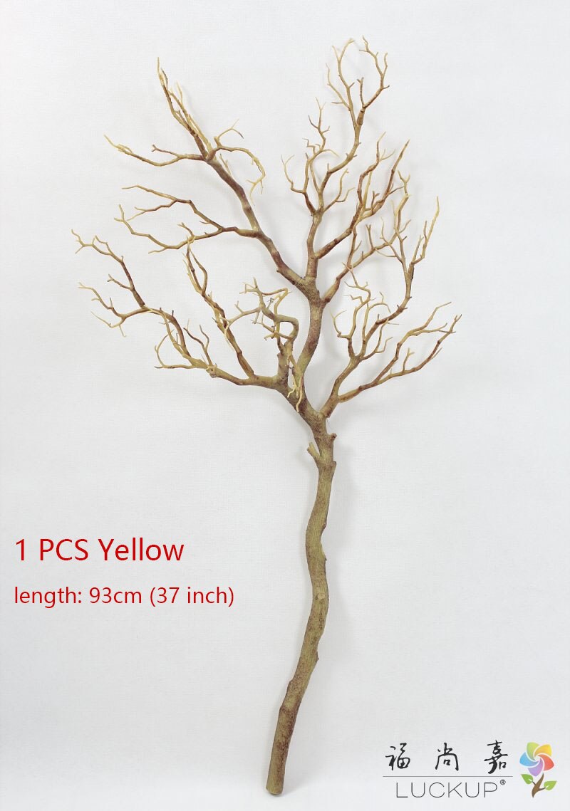 1 stk højde 70cm or 90cm kunstig grøn blå hvid plast lille træ tørret gren plante hjemme bryllup dekoration  f322: Gul 93cm