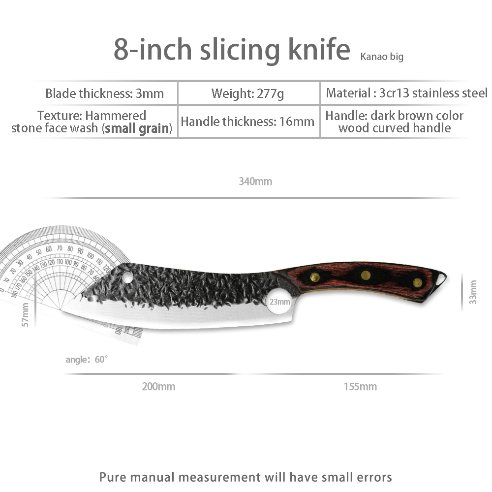 Hammer Blade Knife Ultra Sharp 7 Inch Kitchen Chopping Knife 8 Inch Slicer Cutlery Handmade Forged Butcher Meat Cleaver: D