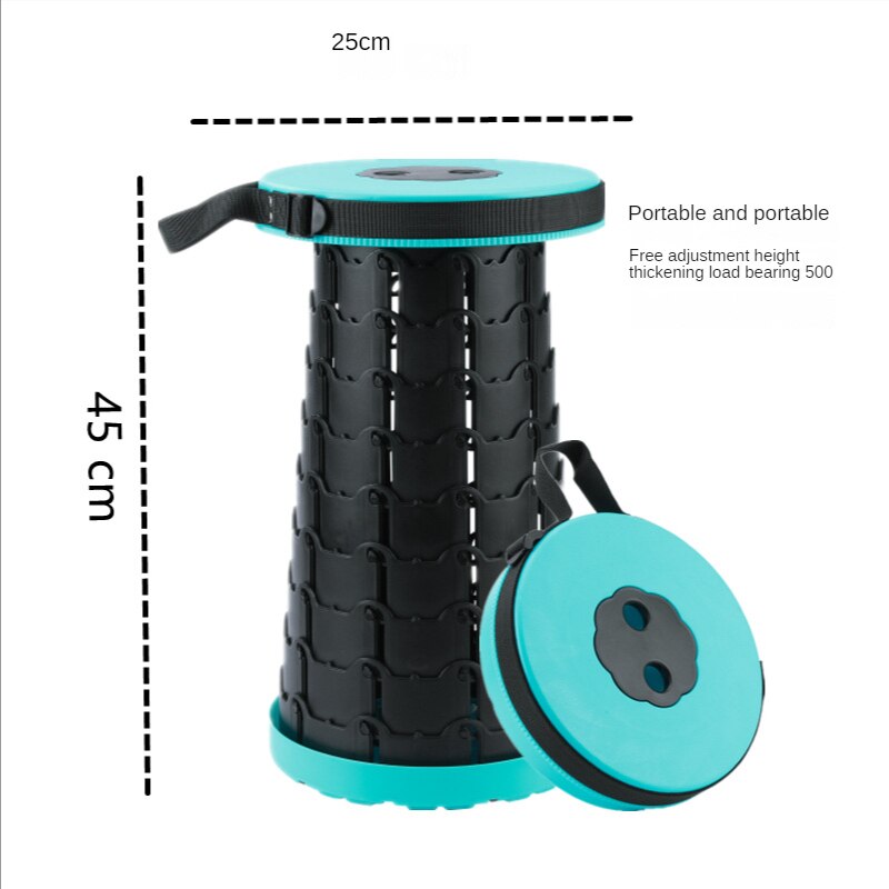 Wysuwany teleskopowy składany stołek-przenośny lekki składany fotel na fotel z regulacją wysokości dla dorosłych kemping podróż: jezioro niebieski