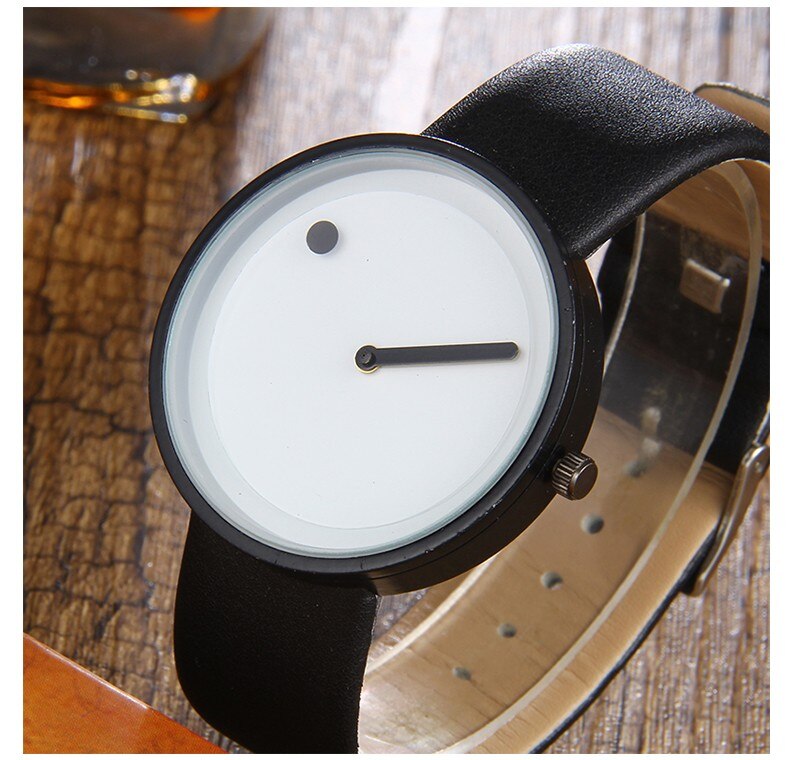 Dot and Line Watches Men Watches Simple Stylish Leather Band Quartz Watches Casual Men Watches reloj hombre
