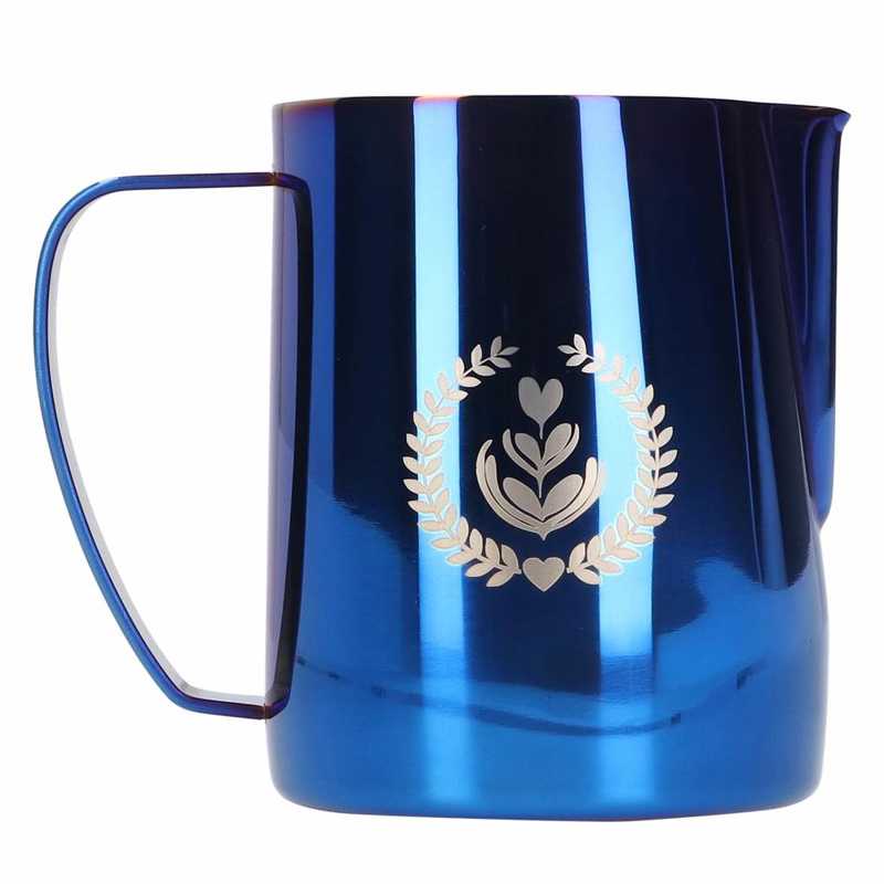 600ml Multi-Purpose Coffee Frothing Cup Stainless Steel Pointed Mouth Milk Froth Mug for Home: Blue