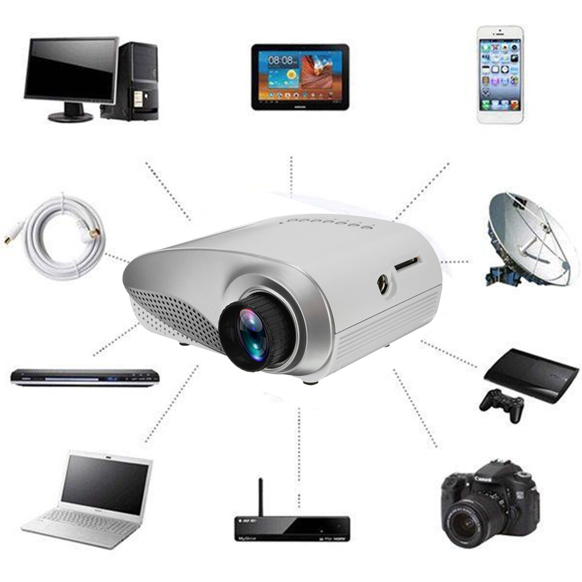 Clear Mini Draagbare 1080P 3D Hd Led Projector Multimedia Home Theater Usb Vga Hdmi Tv Home Theatre-systeem