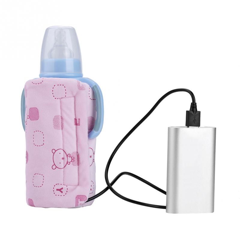 USB Flessenwarmer Draagbare Reizen Melk Warmer Baby Zuigfles Verwarmde Deksel Isolatie Thermostaat Voedsel Heater