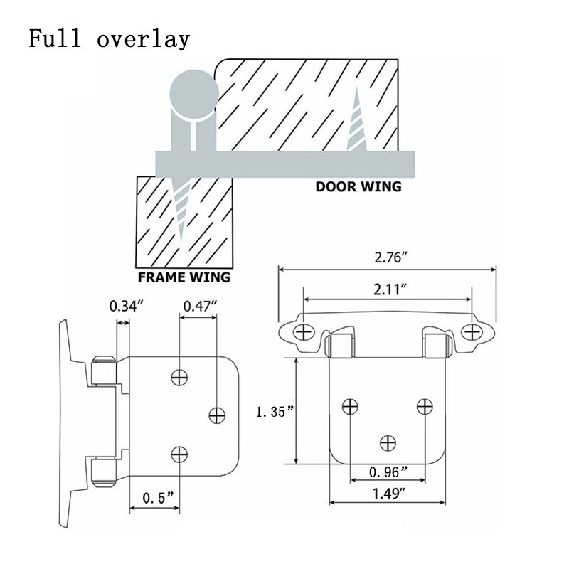 Kast Scharnieren, Voor Gezicht Frame Kasten, Keuken/Badkamer, Variabele, zelfsluitende (30 Pcs Platte Zwart)