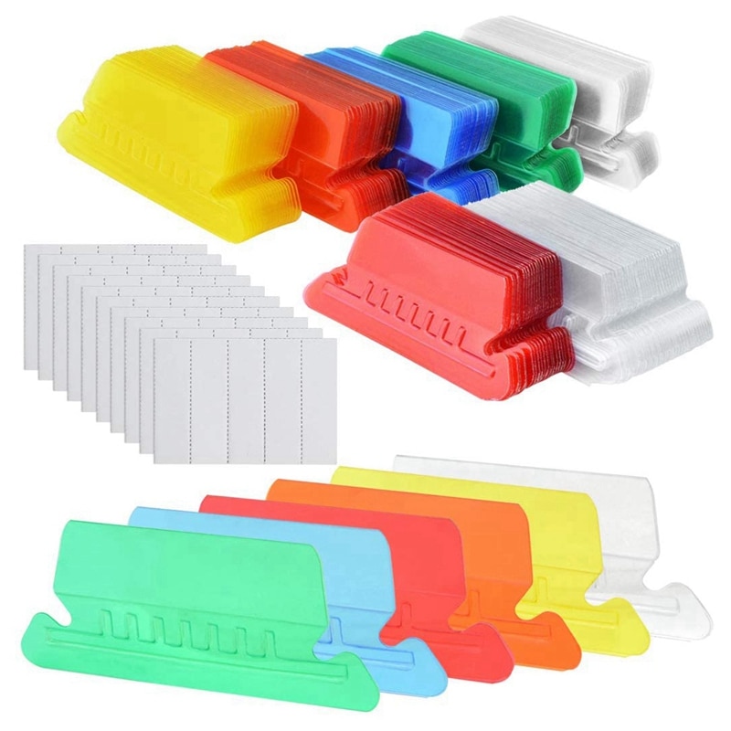 180 Sets File Document Tabs 2 Inch Hanging Folder Tabs and Multicolor Inserts for Quick Identification of Hanging Files: Default Title