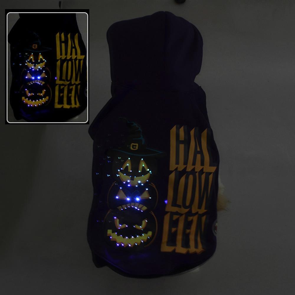 LED Leucht Haustier Hund Kostüm Universal- Mit Kapuze Kleidung Halloween Kostüm Welpen Hund Kleidung Doppel Elastische Alle Saison XL