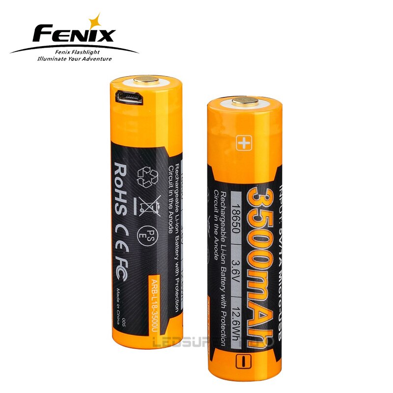 USB Rechargeable Fenix ARB-L18-3500U 18650 Li-ion Battery 3500mAh with Micro-USB Charging Port