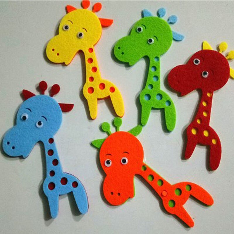 5 stks Grote Kleurrijke Giraffe Voelde Handgemaakte Geweven Vilt Voor DIY project Home Kleuterschool Decoratie