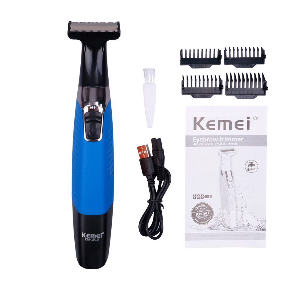 Scheermes voor mannen, usb-oplaadbaar, één mes, mannenlichaam, gezicht, mannelijke stoppeltrimmer, baard, scheerrand, kop, merk wenkbrauwtrimmer: Blauw geen doos