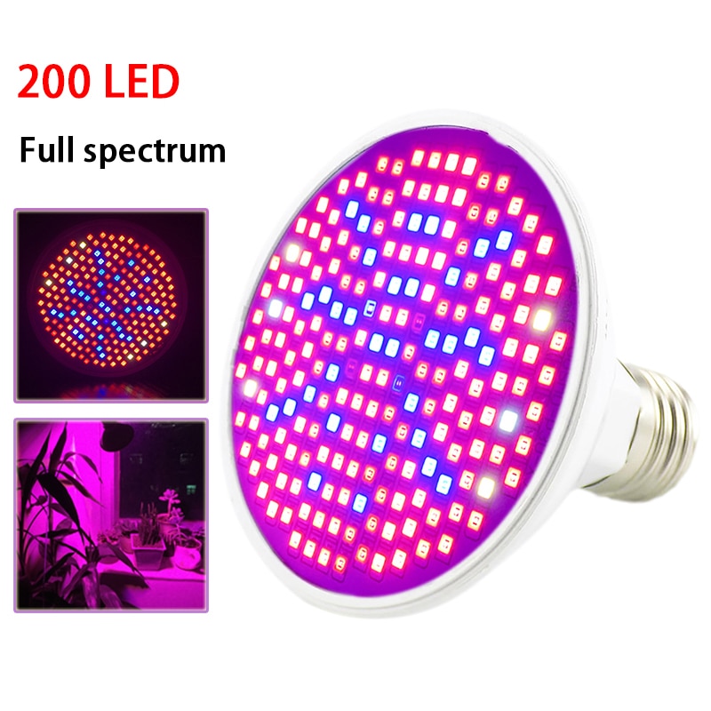 200 LED Plant Grow Light Lamp UV IR Full spectrum Growing Bulbs Hydro for Flower seeds Veg Indoor Greenhouse growbox E27