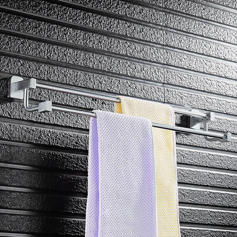 Porte-serviettes Double en aluminium | Porte-serviettes de toilette, porte-serviettes mural, accessoires de salle de bain, porte-serviettes, étagère de rangement