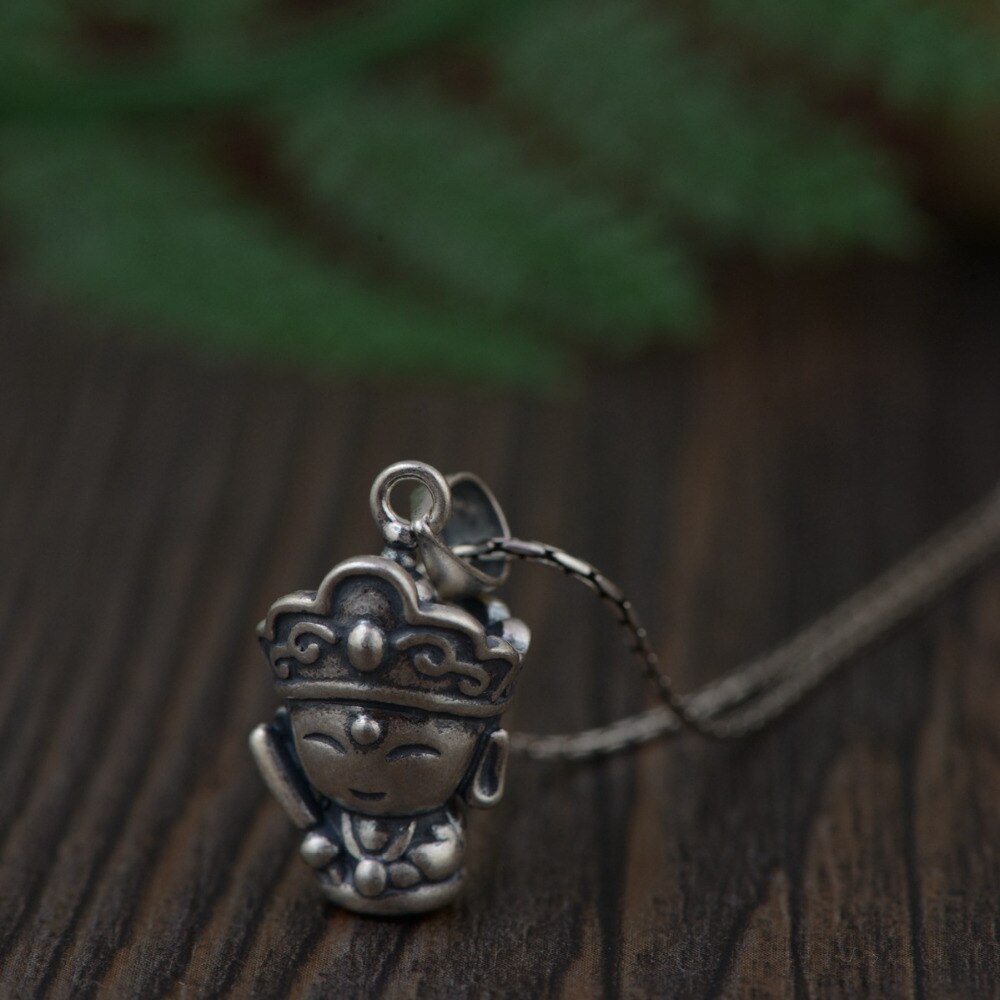 Balmora Echt 925 Sterling Zilveren Boeddhisme Cartoon Monnik Charm Hangers Voor Mannen Vrouwen Paar Diy Accessoires Sieraden Zonder Ketting