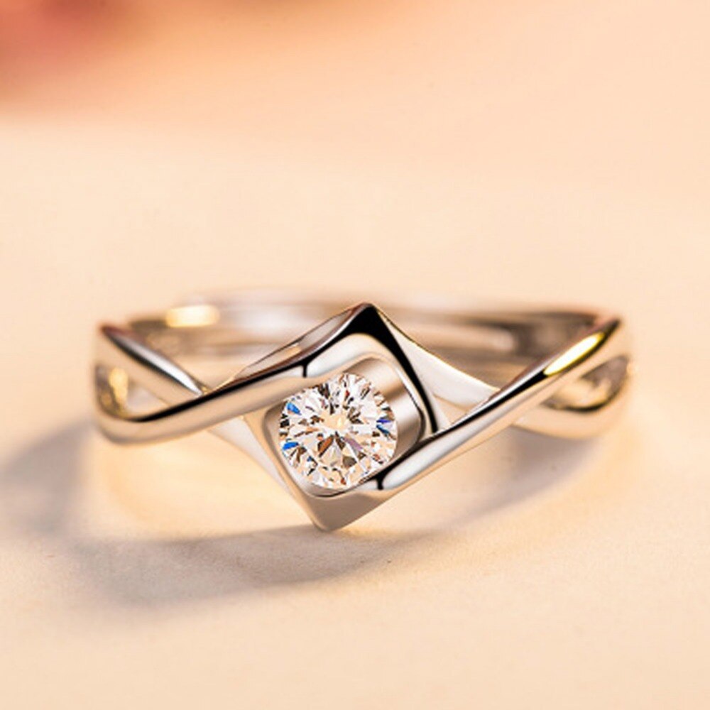 Neue Silber Überzogene Elegante Kristall Stein Charme Zirkon Ringe