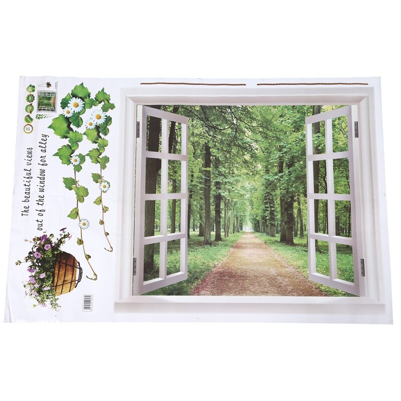 Huge Window 3D Green View Flowers Plant Wall Stickers Art Mural Decal Wallpaper: Default Title
