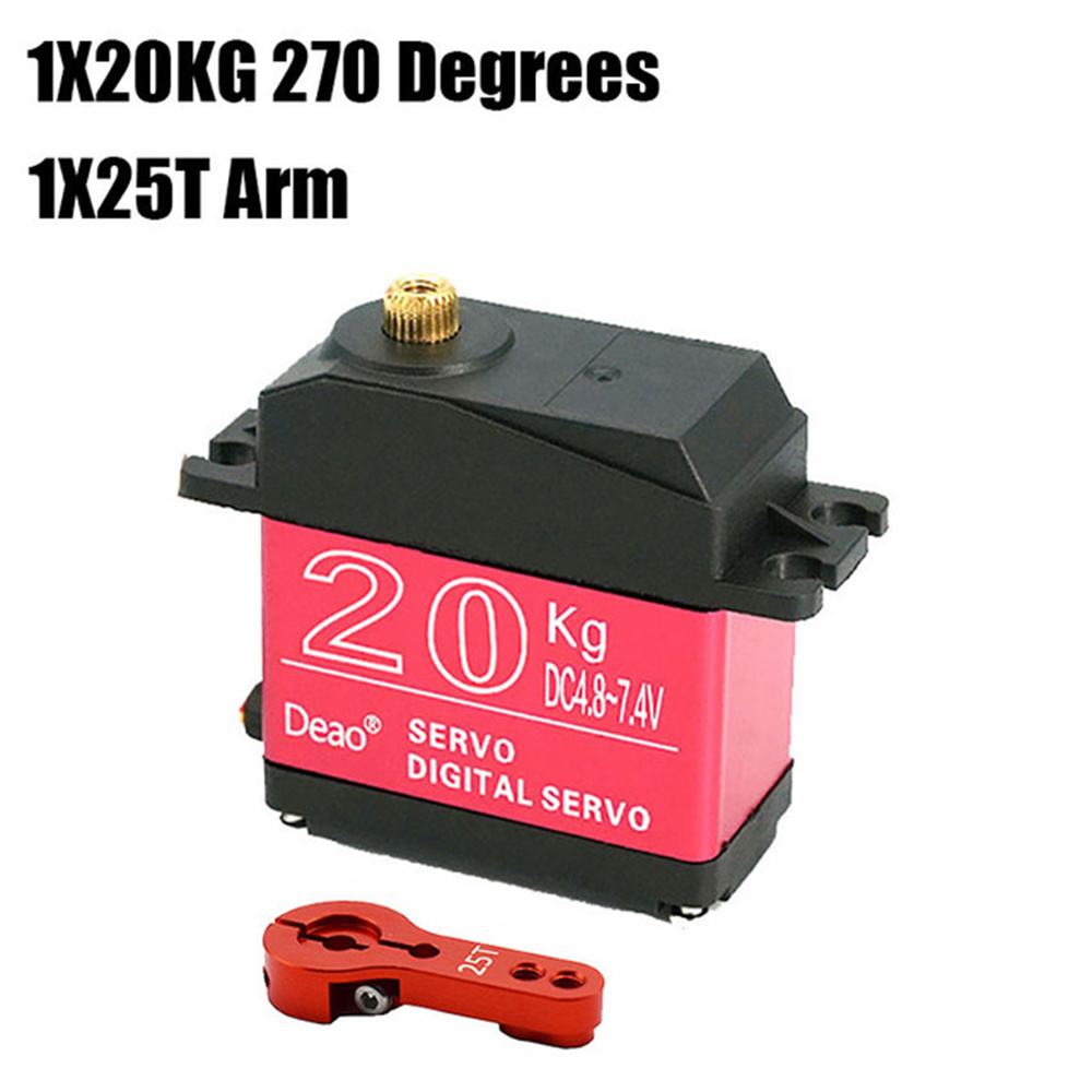 Hoog koppel digitale servo waterdicht 20KG 25KG 30KG 35KG servo 180 graden 270 graden metal gear 25T RC vrachtwagen mechanische arm: YELLOW