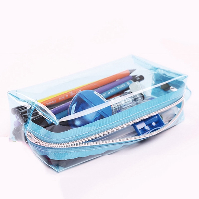 Nueva cartuchera escolar transparente sencilla a la , caja de lápices de gran capacidad, bolsa de almacenamiento, papelería, , útiles escolares