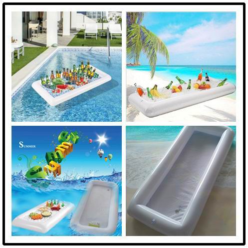 inflatable salad bar buffet ice bucket cup drink holder swimming bathing pool Floating row toy party decoration bar coasters