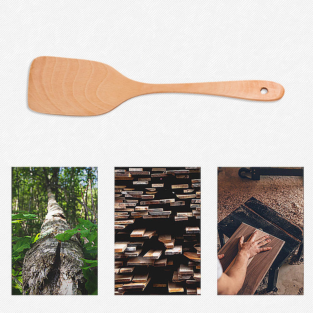 Wooden Fried Cooking Shovel Rice Flat Shovel Environmental Non-Stick Cookware Dinner Food Wok Shovels Utensils Supplies
