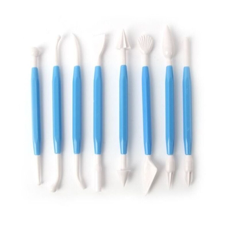 8 stks/partij 16 Patronen Fondant Cake Decorating Bloem Suiker Ambachtelijke Modelling Gereedschap Klei Fondant Cake Decorating Tool: blue