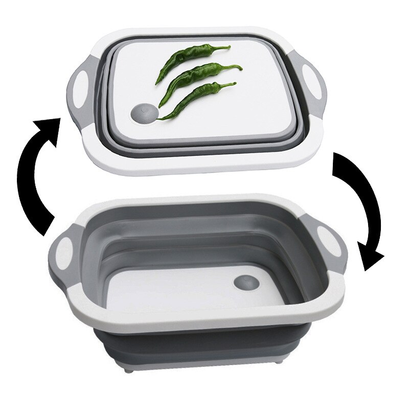 Collapsible Silicone Cutting Board With Storage Dish Tub Colander Multifunctional Kitchen Gadget Chopping board