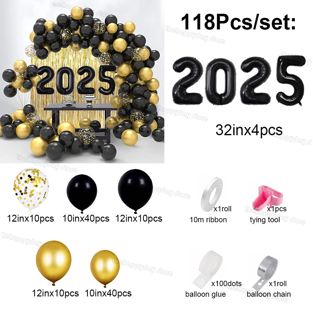 Kit de guirnalda de arco de globos dorados y negros, decoraciones de Año 2025, cortina de fondo de globos de aluminio, decoración de de feliz 30 cumpleaños: Rojo brillante