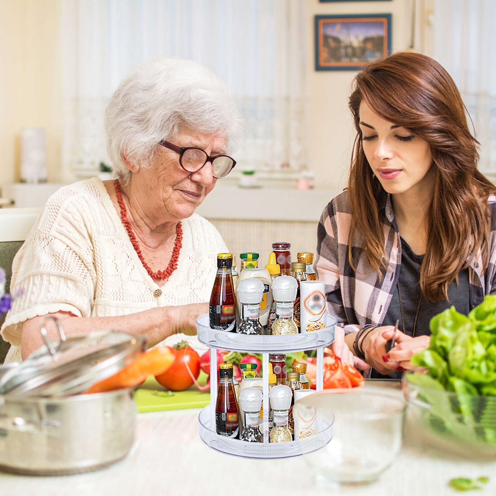 Kitchen Condiment Cosmetics Transparent But Rotating Storage Box Multifunctional Transparent Cosmetic Organizer: B