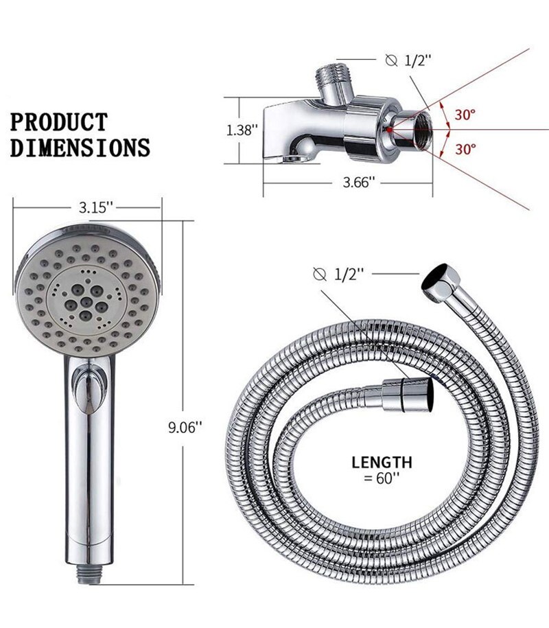 Pomme de douche multifonction avec 5 fonctions rég – Grandado