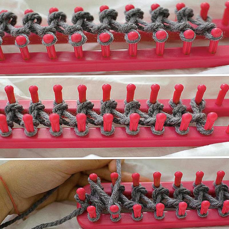 DIY Hat Weaving Loom Knitting Knitter Kit Plastic Pompom Sock Scarf Scarves Maker Plastic Long Handle Weaving Tool