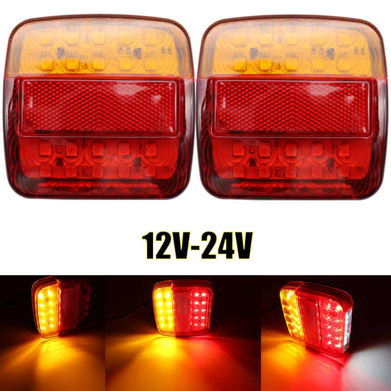 2 sztuk 12V-24V ciężarówka z przyczepą karawana 26 doprowadziło Taillight skręcać wskaźnik sygnału hamulca zatrzymać lampa tylna rewers z numer rejestracyjny światła