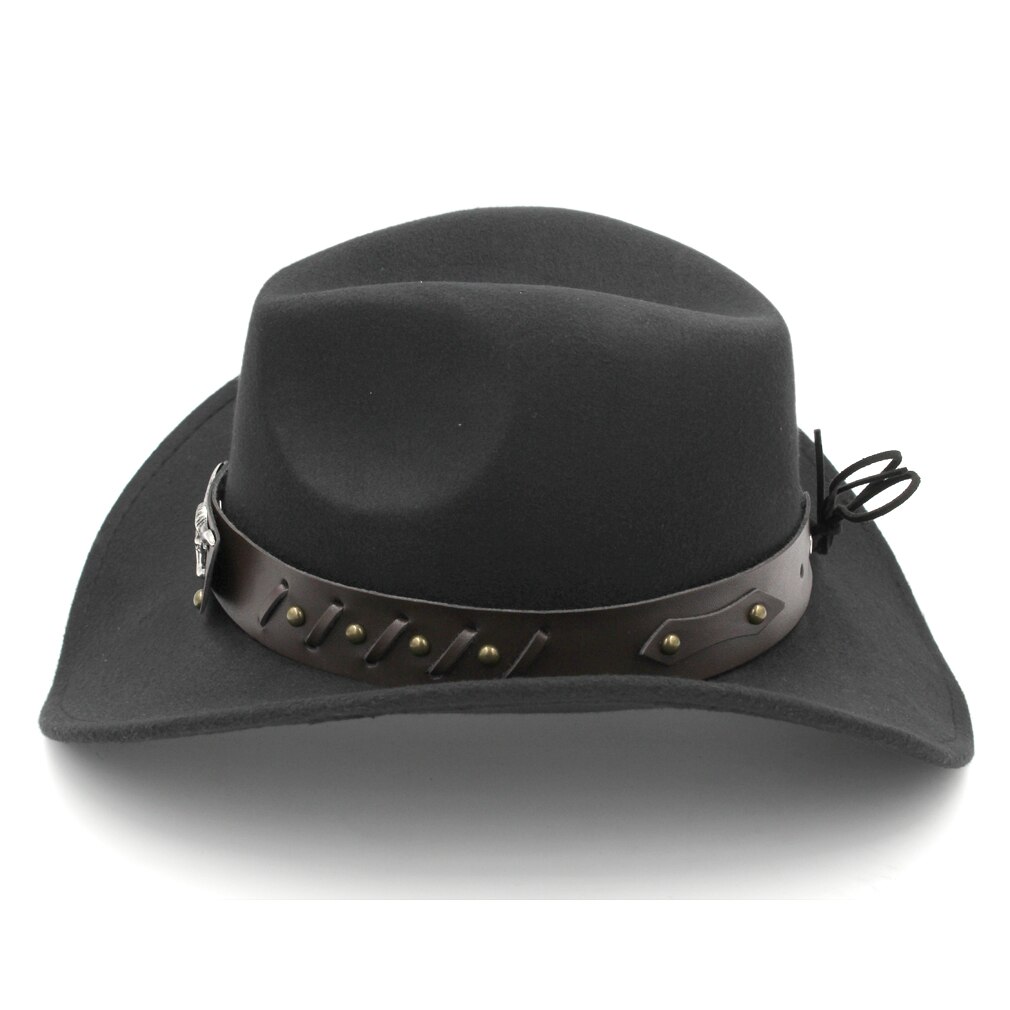 Mistdawn Womem Men Wool Blend Western Cowboy Hat Wide Brim Cowgirl Jazz Sombrero Cap Tauren Leather Band