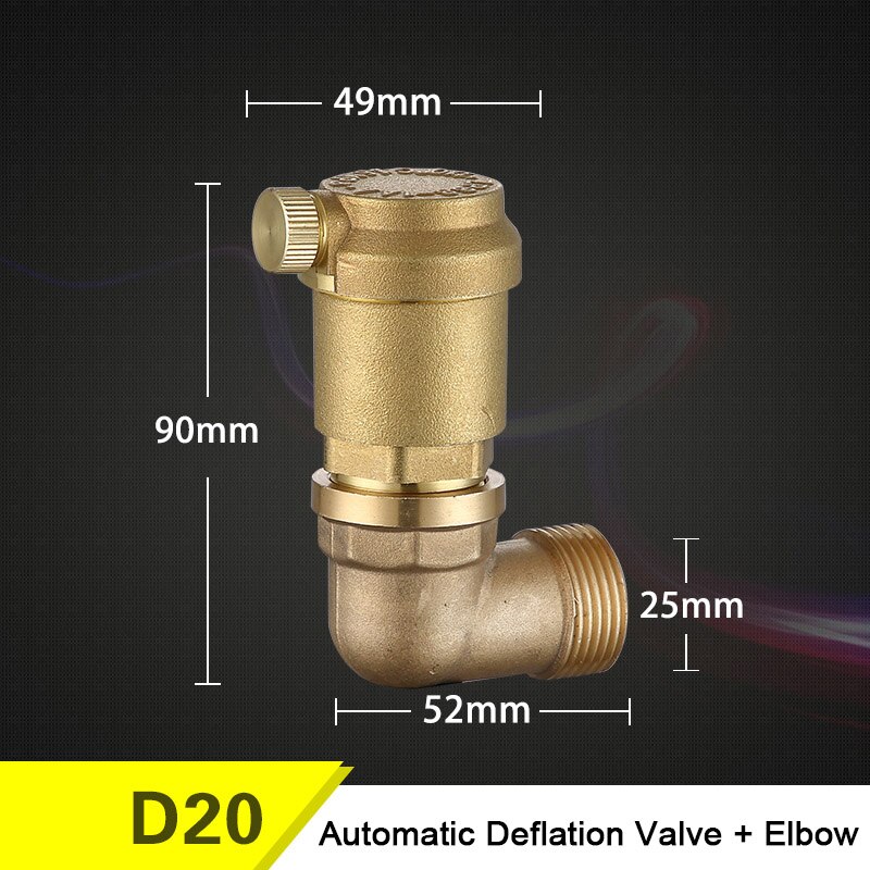 Brass Automatic Deflation Valve for Household water heating pipes Vent valve vertical/Elbow DN15/20/25 Floor Heating Systems: Elbow DN20